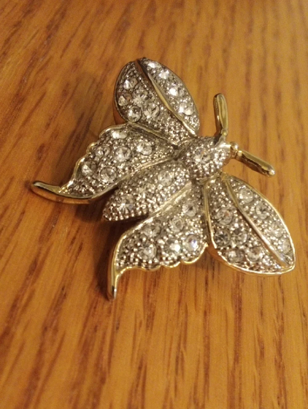 Gold and Clear Crystal Butterfly Brooch - Women Jewelry